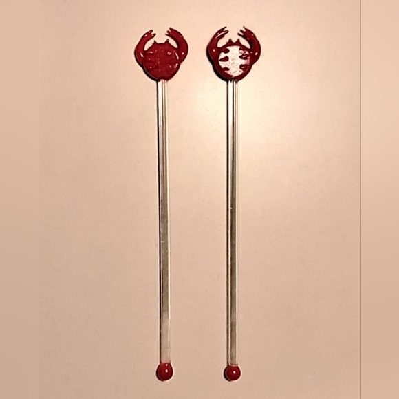 Vintage glass Red Crab stir sticks - Picture 3 of 4